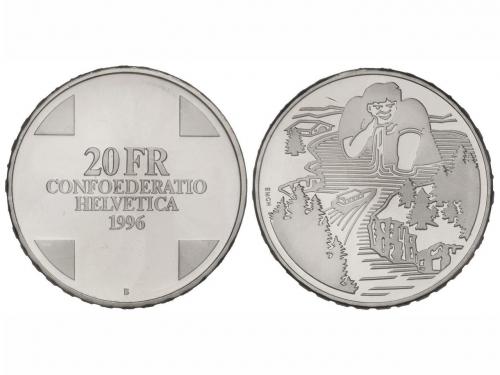 SUIZA. Lote 4 monedas 20 Francos. 1995-B, 1996-B (2), 1998-B