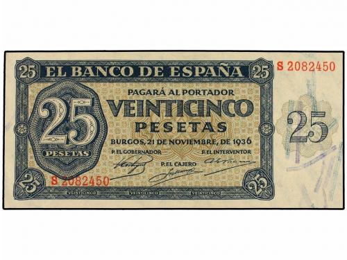ESTADO ESPAÑOL. 25 Pesetas. 21 Noviembre 1936. Serie S. Ed-4