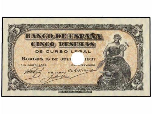 ESTADO ESPAÑOL. Lote 2 billetes 5 Pesetas. 18 Julio 1937. Po