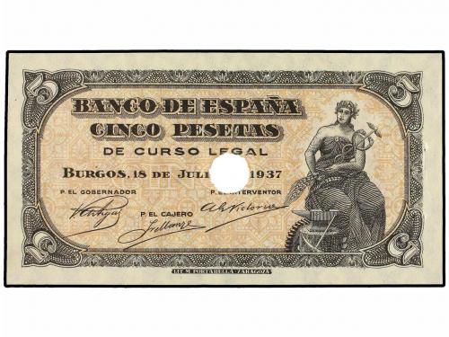 ESTADO ESPAÑOL. Lote 2 billetes 5 Pesetas. 18 Julio 1937. Po