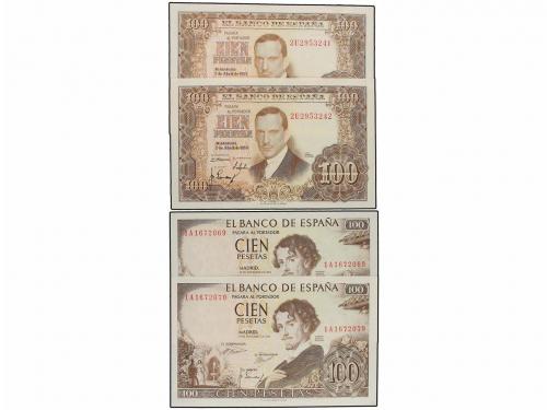 ESTADO ESPAÑOL. Lote 6 billetes 100 Pesetas. 1953, 1965 y 19