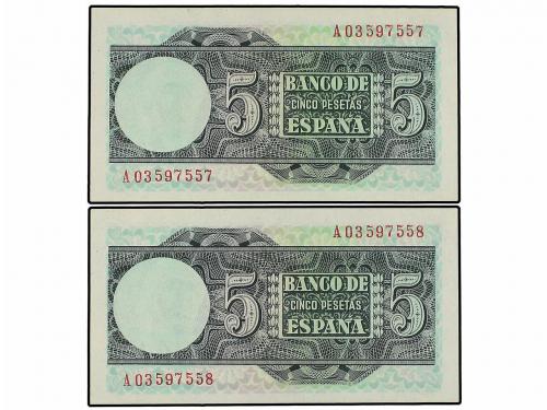 ESTADO ESPAÑOL. Lote 2 billetes 5 Pesetas. 5 Marzo 1948. Ed-