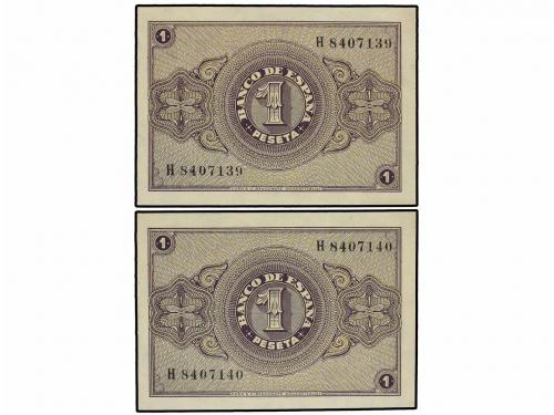 ESTADO ESPAÑOL. Lote 2 billetes 1 Peseta. 30 Abril 1938. Ser