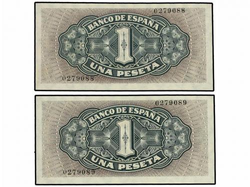 ESTADO ESPAÑOL. Lote 2 billetes 1 Peseta. 4 Septiembre 1940.