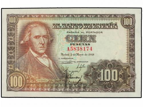 ESTADO ESPAÑOL. Lote 2 billetes 100 Pesetas. 2 Mayo 1948. Ba