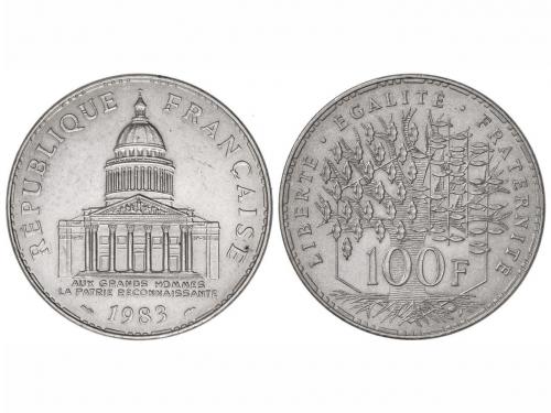 FRANCIA. 100 Francos. 1983. 14,95 grs. AR. Panteón. KM-951.1