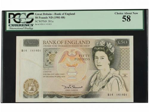 BILLETES EXTRANJEROS. 50 Libras. (1981-1988). GRAN BRETAÑA.