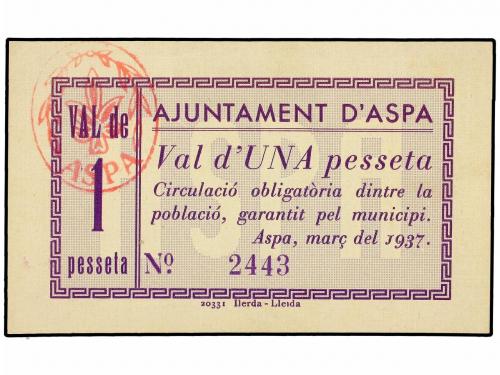 CATALUNYA. Lote 2 billetes 1 Pesseta. Març 1937. Aj. d'ASPA.