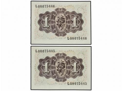 ESTADO ESPAÑOL. Lote 2 billetes 1 Peseta. 19 Junio 1948. Dam