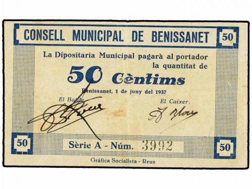 CATALUNYA. 50 Cèntims. 1 Juny 1937. C.M. de BENISSANET. (Lev
