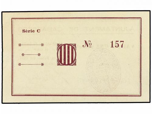 CATALUNYA. 1 Pesseta. Febrer 1937. Aj. de CABASSERS. MUY RAR