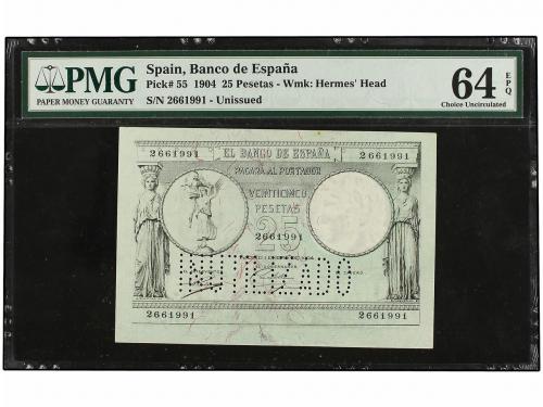 BANCO DE ESPAÑA. 25 Pesetas. 1 Enero 1904. Cariátides flanqu