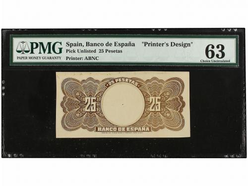 BANCO DE ESPAÑA. Prueba de reverso 25 Pesetas. (1884). Prueb