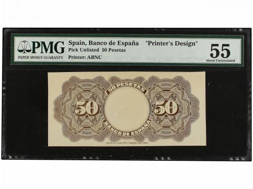 BANCO DE ESPAÑA. Prueba de reverso 50 Pesetas. (1884). Prueb