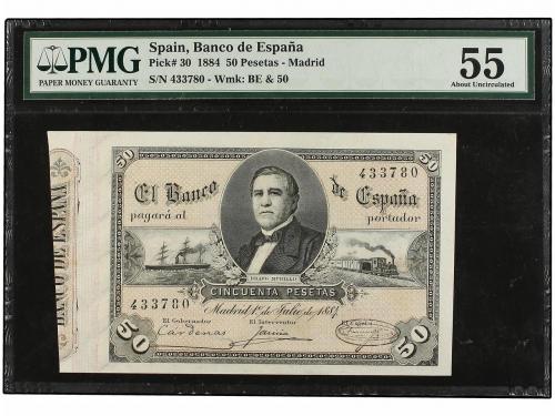 BANCO DE ESPAÑA. 50 Pesetas. 1 Julio 1884. Bravo Murillo. Pr