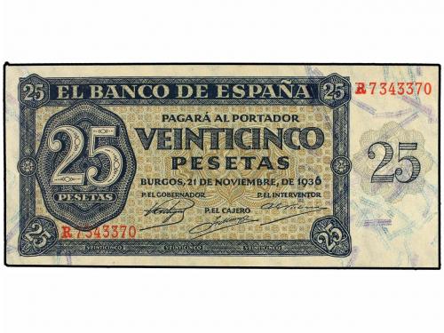 ESTADO ESPAÑOL. 25 Pesetas. 21 Noviembre 1936. Serie R. Apre
