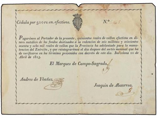 ANTIGUOS. Lote 2 Cédulas de 500 Reales de Vellón. 20 Abril 1