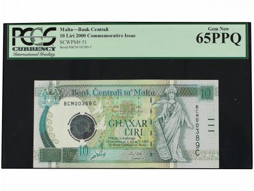 BILLETES EXTRANJEROS. Lote 3 billetes 2, 5 y 10 Liri. 2000 (