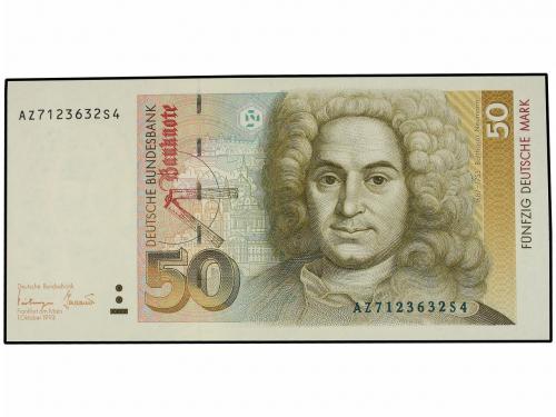 BILLETES EXTRANJEROS. Lote 2 billetes 50 Marcos. 1993. ALEMA