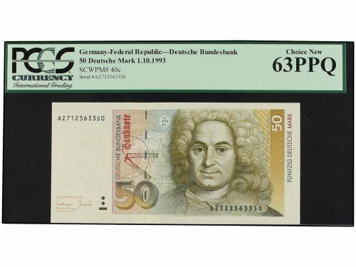 BILLETES EXTRANJEROS. Lote 2 billetes 50 Marcos. 1993. ALEMA