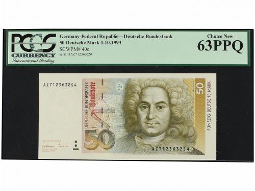 BILLETES EXTRANJEROS. Lote 2 billetes 50 Marcos. 1993. ALEMA