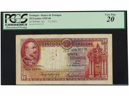 BILLETES EXTRANJEROS. 20 Escudos. 7.3.1933. PORTUGAL. Precin