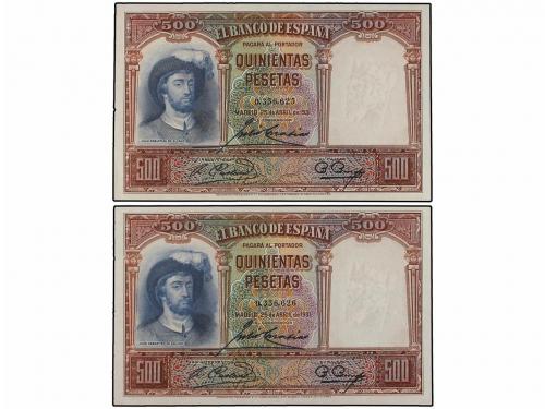 BILLETES ESPAÑOLES. Lote 8 billetes 500 Pesetas. 1927 a 1971