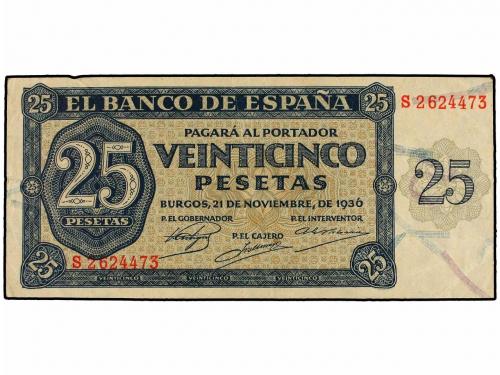 ESTADO ESPAÑOL. 25 Pesetas. 21 Noviembre 1936. Serie S. (Arr