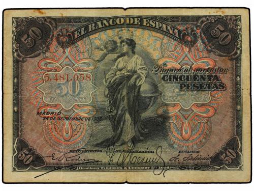 BANCO DE ESPAÑA. 50 Pesetas. 24 Septiembre 1906. Sin serie.