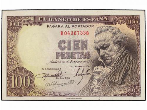 ESTADO ESPAÑOL. 100 Pesetas. 19 Febrero 1946. Goya. Serie B.
