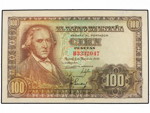 ESTADO ESPAÑOL. 100 Pesetas. 2 Mayo 1948. Bayeu. Serie B. Ed