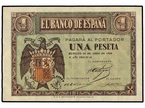 ESTADO ESPAÑOL. 1 Peseta. 30 Abril 1938. Serie A. Ed-428. EB