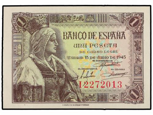 ESTADO ESPAÑOL. 1 Peseta. 15 Junio 1945. Isabel "La Católica