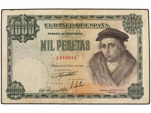 ESTADO ESPAÑOL. 1.000 Pesetas. 19 Febrero 1946. Luis Vives.