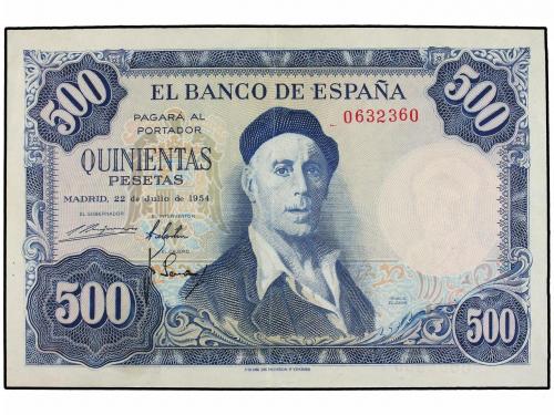 ESTADO ESPAÑOL. 500 Pesetas. 22 Julio 1954. Zuloaga. Sin Ser