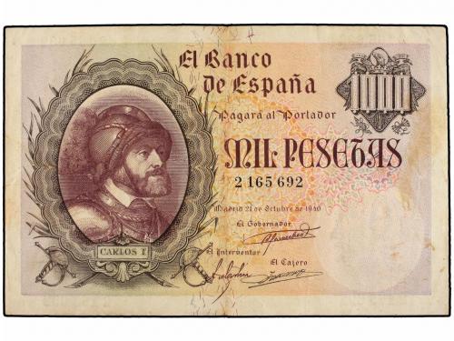 ESTADO ESPAÑOL. 1.000 Pesetas. 21 Octubre 1940. Carlos I. (M