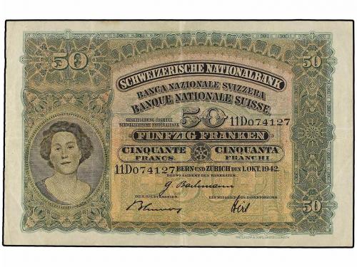 BILLETES EXTRANJEROS. 50 Francos. 1 Octubre 1942. SUIZA. WPM