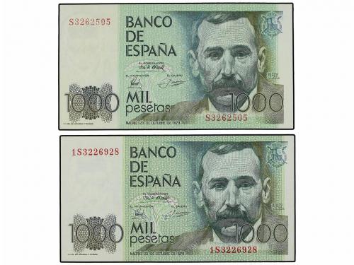 JUAN CARLOS I. Lote 4 billetes 1.000 Pesetas. 23 Octubre 197