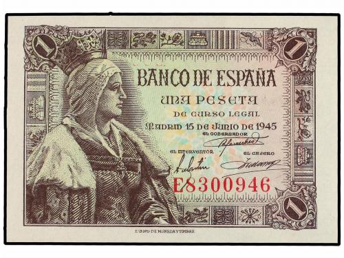 ESTADO ESPAÑOL. 1 Peseta. 15 Junio 1945. Isabel "La Católica