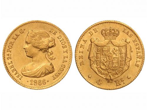ISABEL II. 4 Escudos. 1866. MADRID. 3,37 grs. (Rayitas). Cal