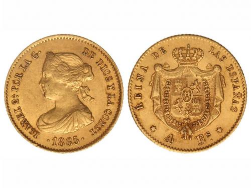 ISABEL II. 4 Escudos. 1865. MADRID. 3,37 grs. Cal-108. EBC-.