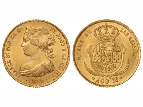 ISABEL II. 100 Reales. 1862. MADRID. 8,30 grs. (Leves rayita