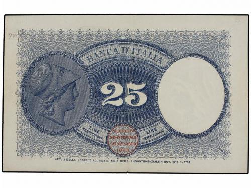 BILLETES EXTRANJEROS. 25 Liras. 1918. ITALIA. Alegoría del Á
