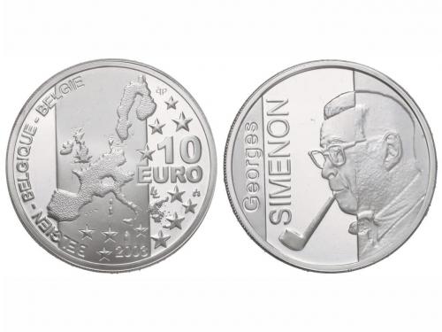 BÉLGICA. 10 Euros. 2003. AR. Georges Simenon. KM-235. PROOF.