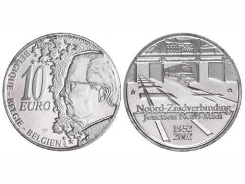 BÉLGICA. 10 Euros. (2002). 18,80 grs. AR. Sistema Ferroviari