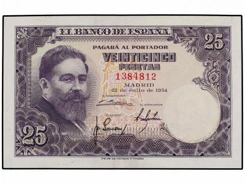 ESTADO ESPAÑOL. Lote 2 billetes 25 Pesetas. 22 Julio 1954. A