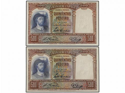 GUERRA CIVIL, ZONA REPUBLICANA. Lote 5 billetes 500 Pesetas.