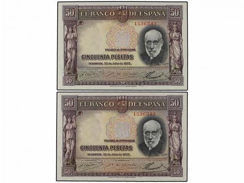 GUERRA CIVIL, ZONA REPUBLICANA. Lote 6 billetes 50 Pesetas. 