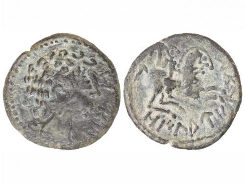 MONEDAS HISPÁNICAS. As. OILAUNICOS. Cabeza masculina a derec