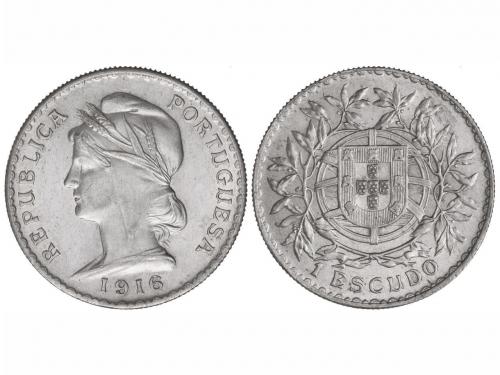 PORTUGAL. 1 Escudo. 1916. 24,68 grs. AR. (Leves rayitas). Re